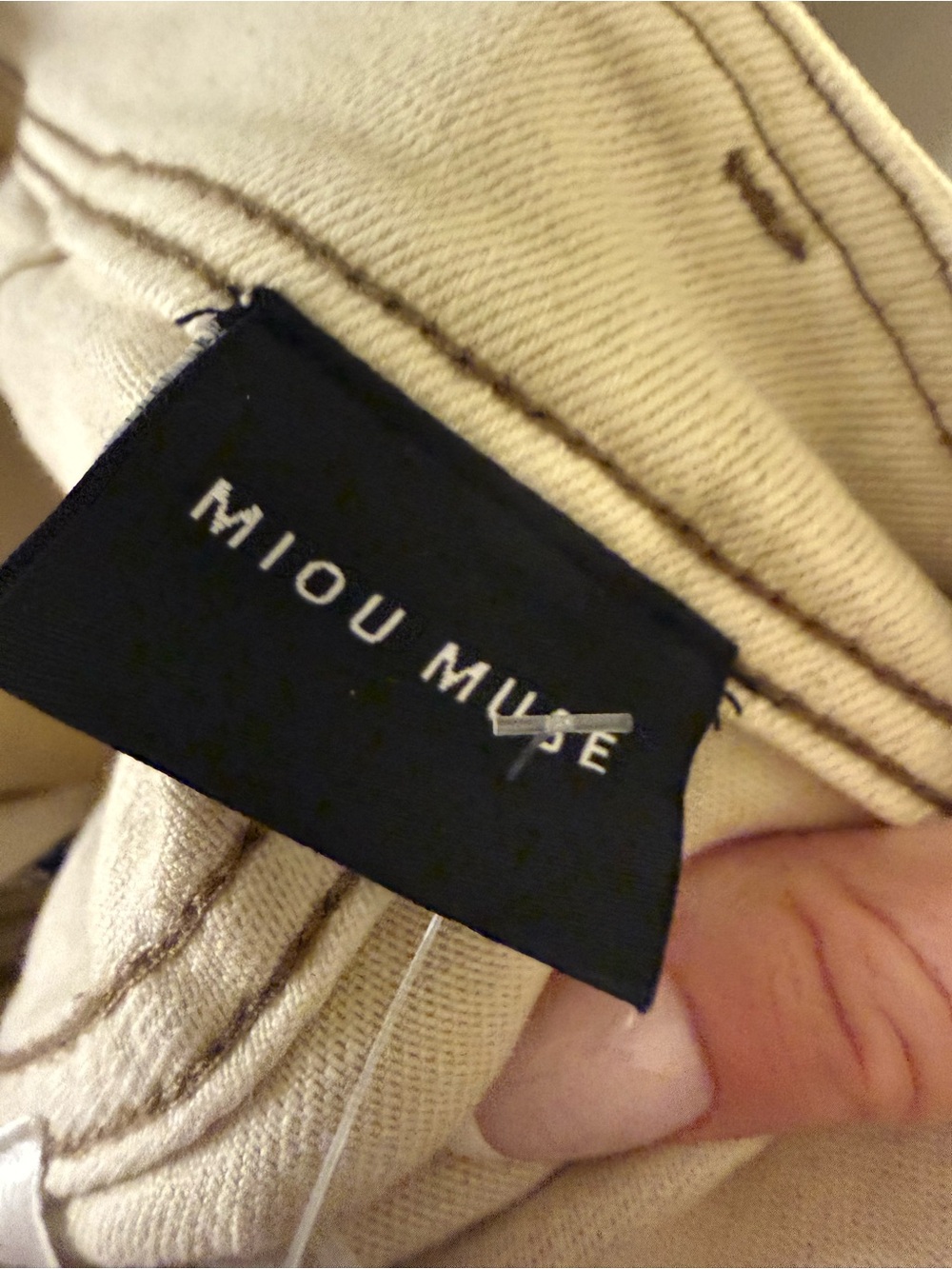 New Landry Kate Miou Muse Cropped Wide Leg Stretch Denim Cream L - Picture 4 of 4